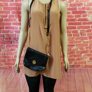 M. Andonia black small crossbody bag gold hardware